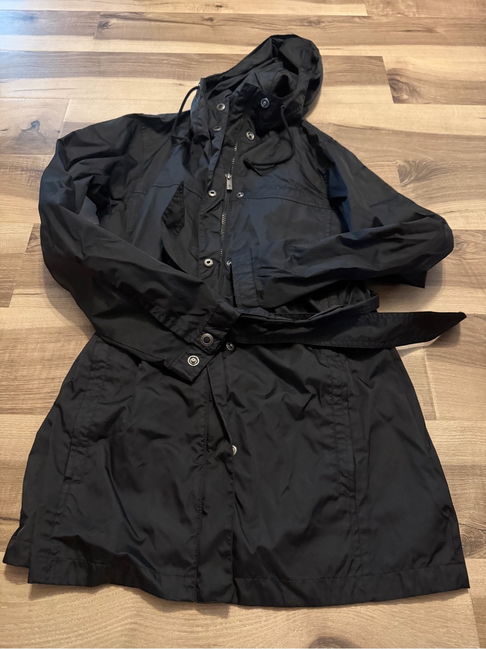 Columbia Black Hooded Trench Coat